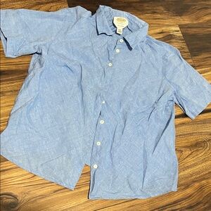 Talbots linen Light Blue Casual Button-Down Shirt